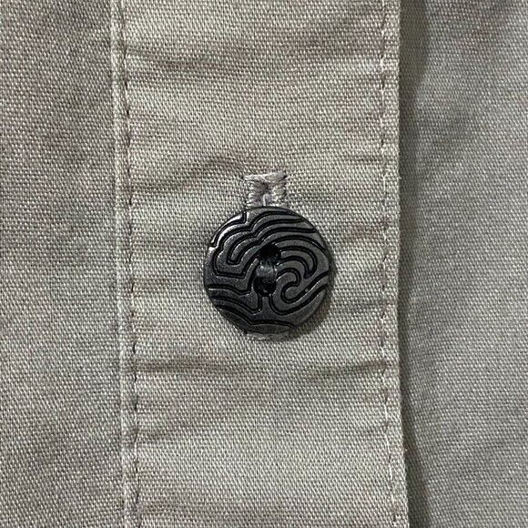 Vintage 90s Grey Button Down Shirt with Metal Hardware Cargo Utility Grunge Y2K - Picture 5 of 12